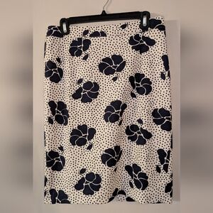 Boden Black and White Floral Pencil Skirt